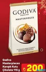 GODİVA MASTERPİECES KARIŞIK KUTU ÇİKOLATA 115 G fiyat ve kampanya bilgisi